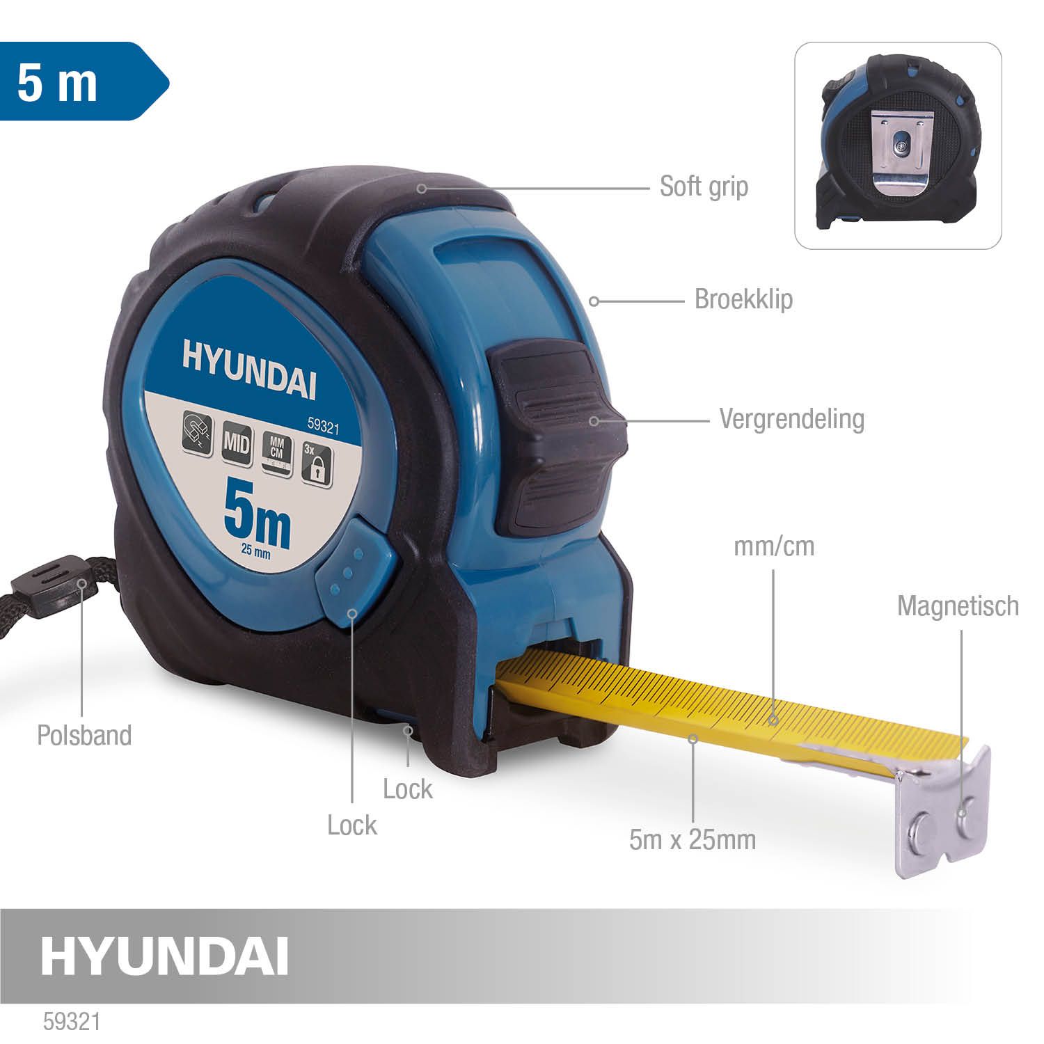 Hyundai rolbandmaat 5 meter MID