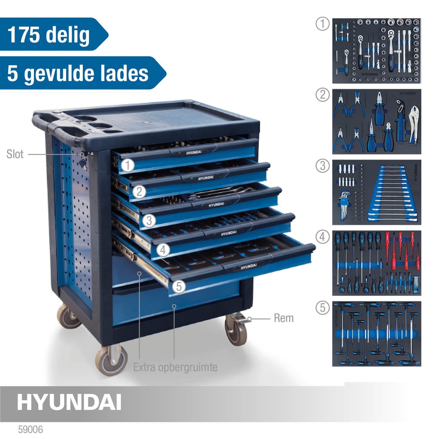 Hyundai tool trolley 175 pcs
