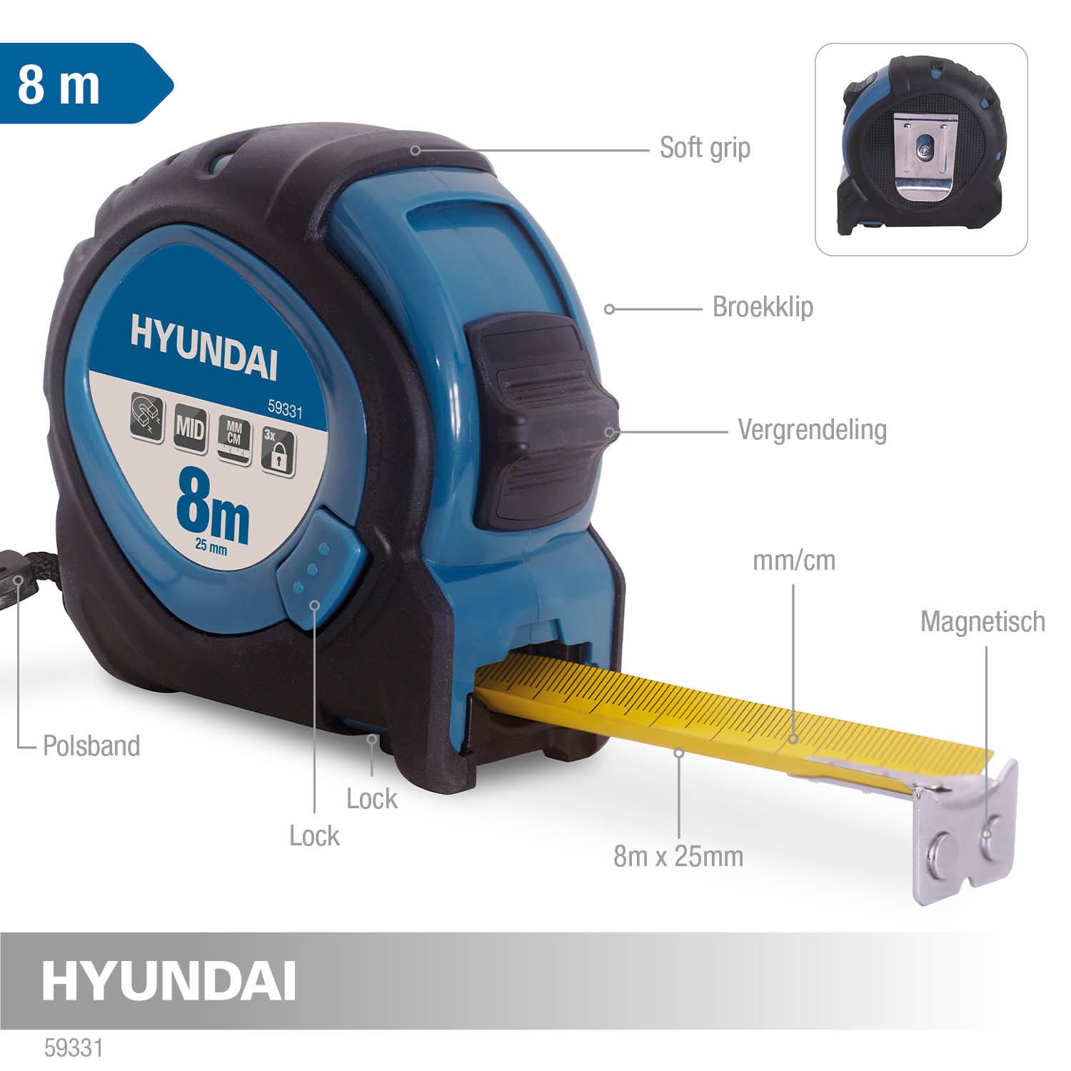 Hyundai rolbandmaat 8 meter MID